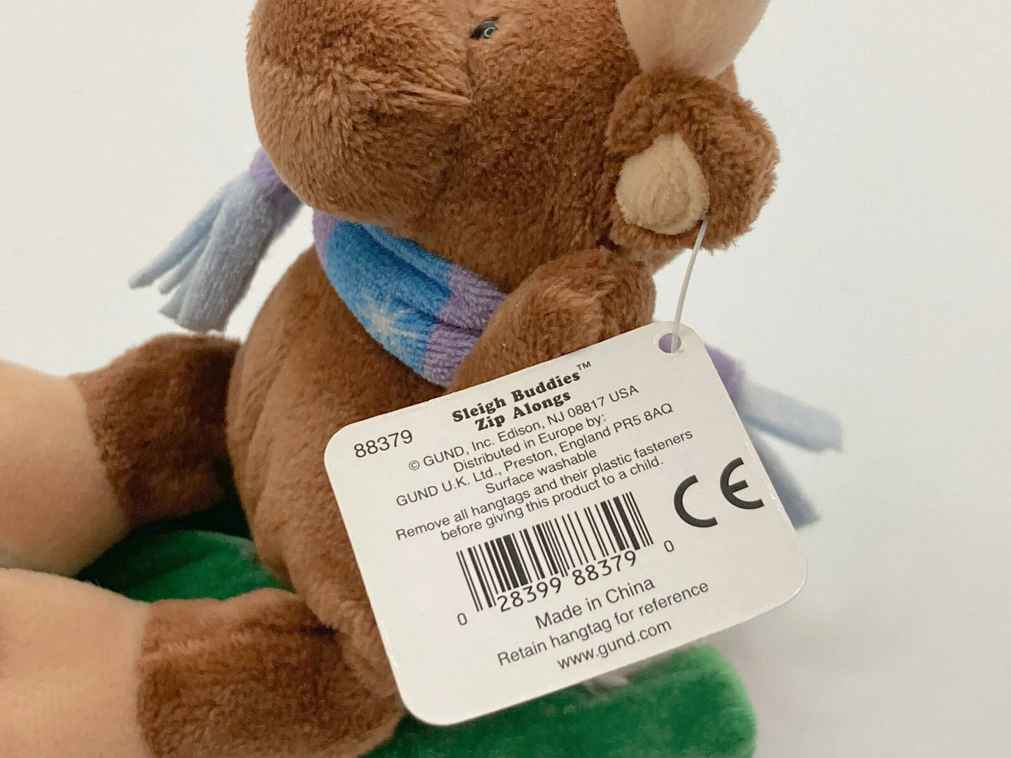Gund Christmas Plush Sleigh Buddies Moose Zip Along on Sled 88379 image 1