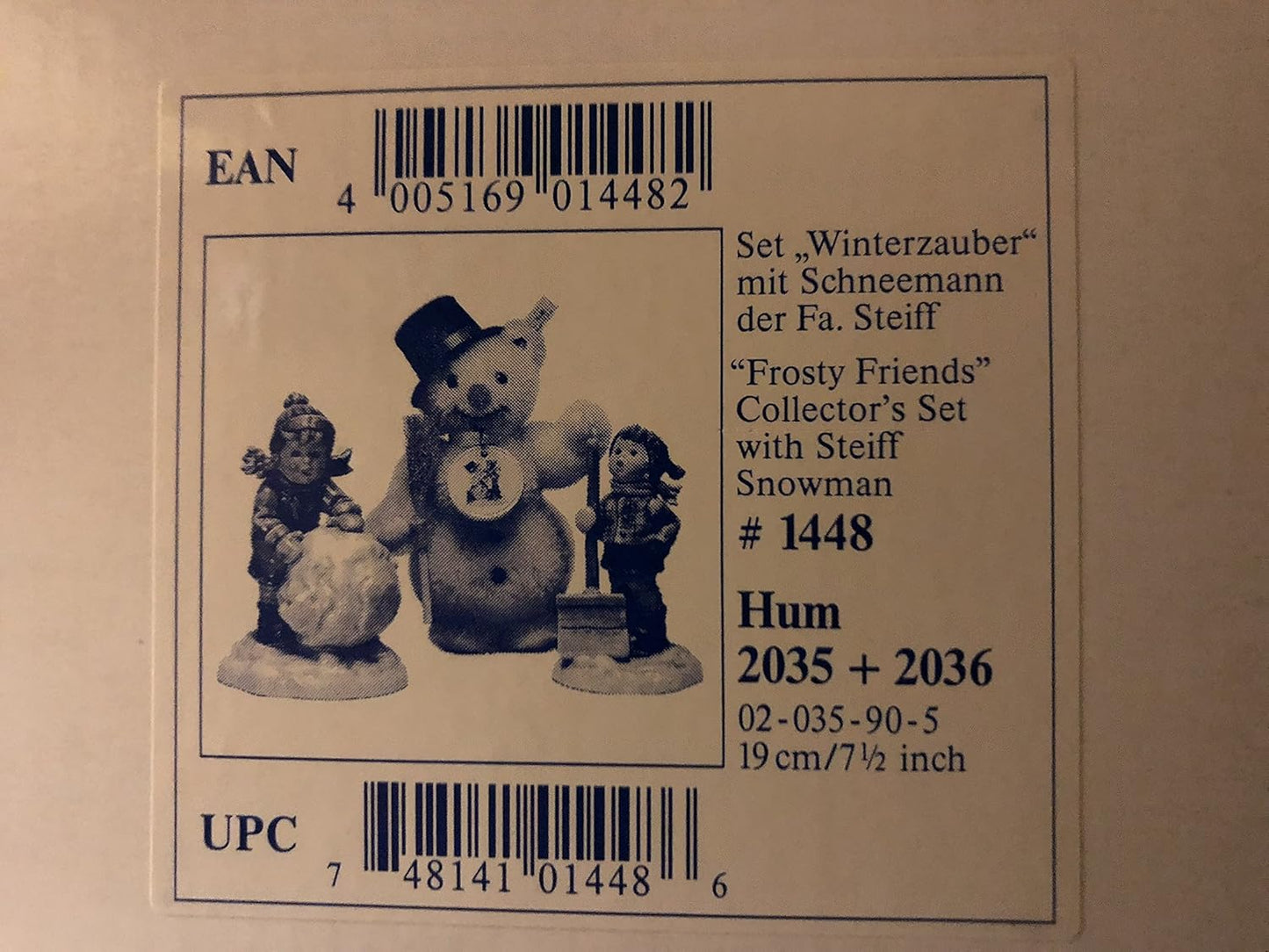 Steiff & Goebel Collectors Set Hummel Frosty Friends with Steiff Snowman 1448 image 8