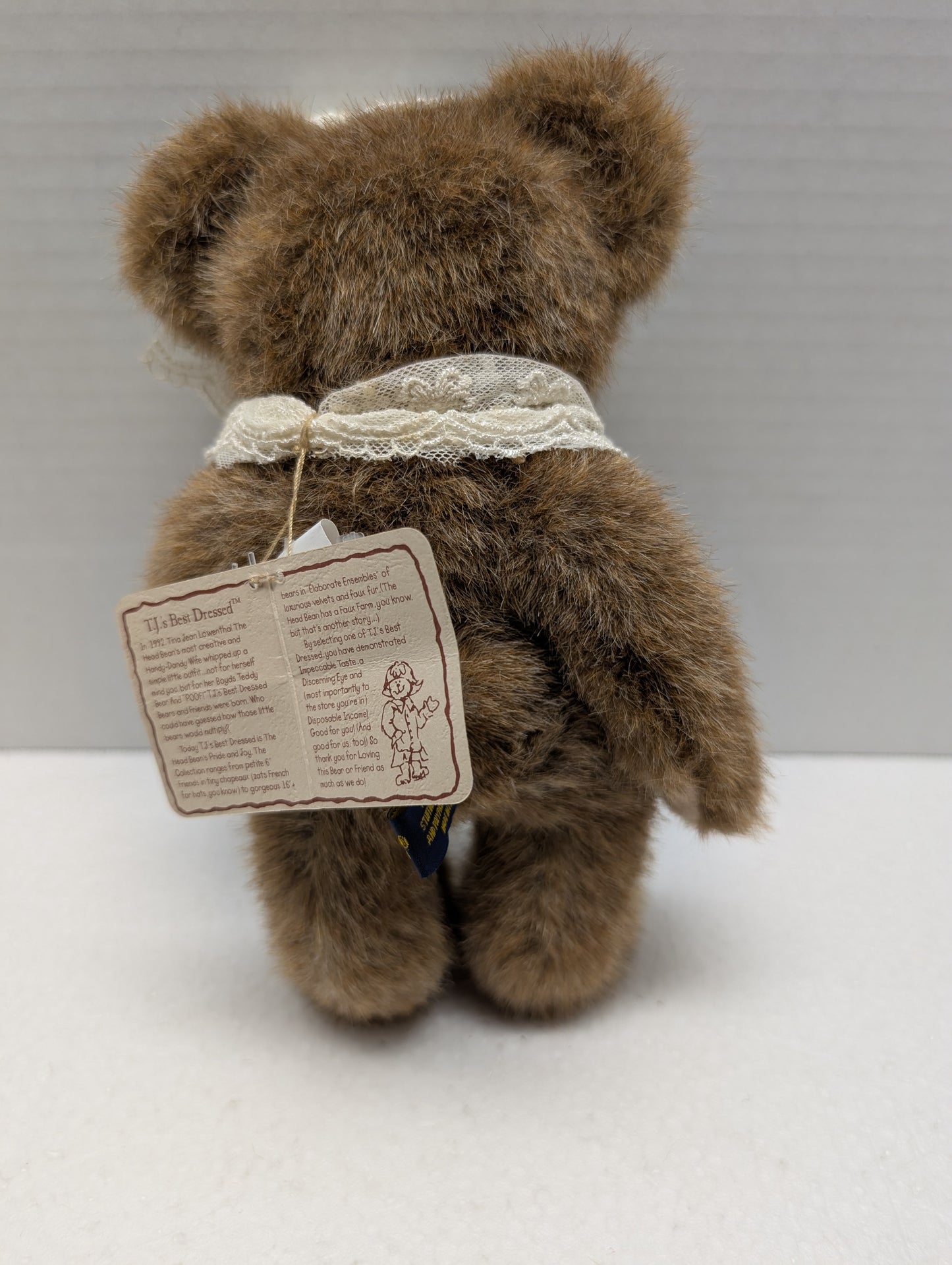 Boyds Bear Plush Dorothea Laceley Lace scarf & bow Rose 918345 image 2
