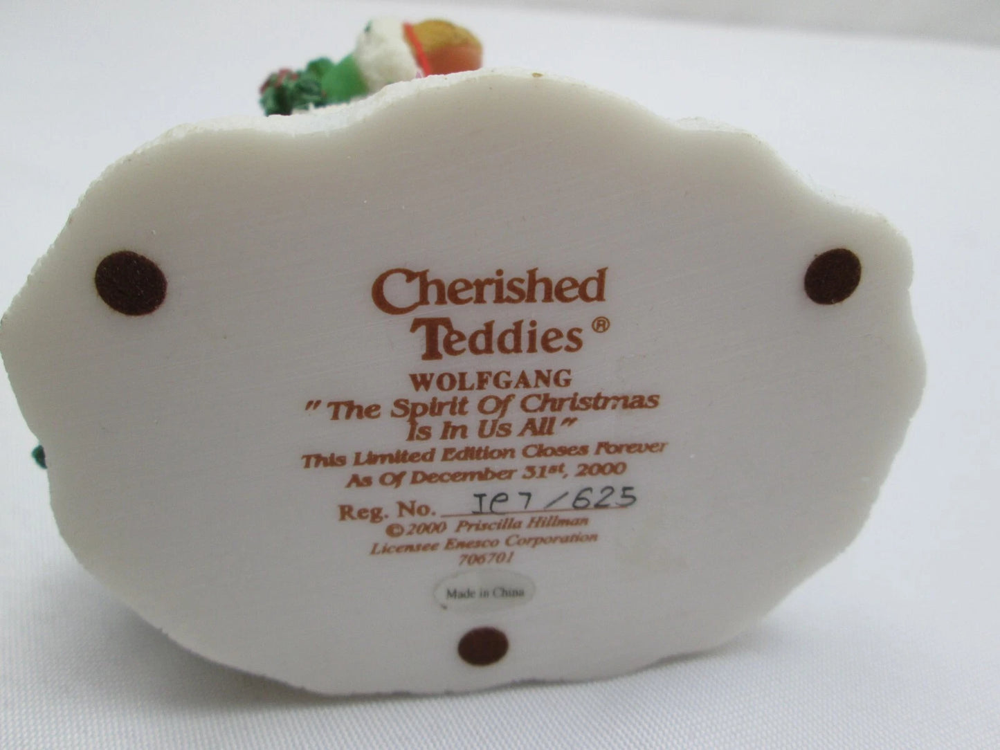 Cherished Teddies Christmas Wolfgang 706701 2000 image 4
