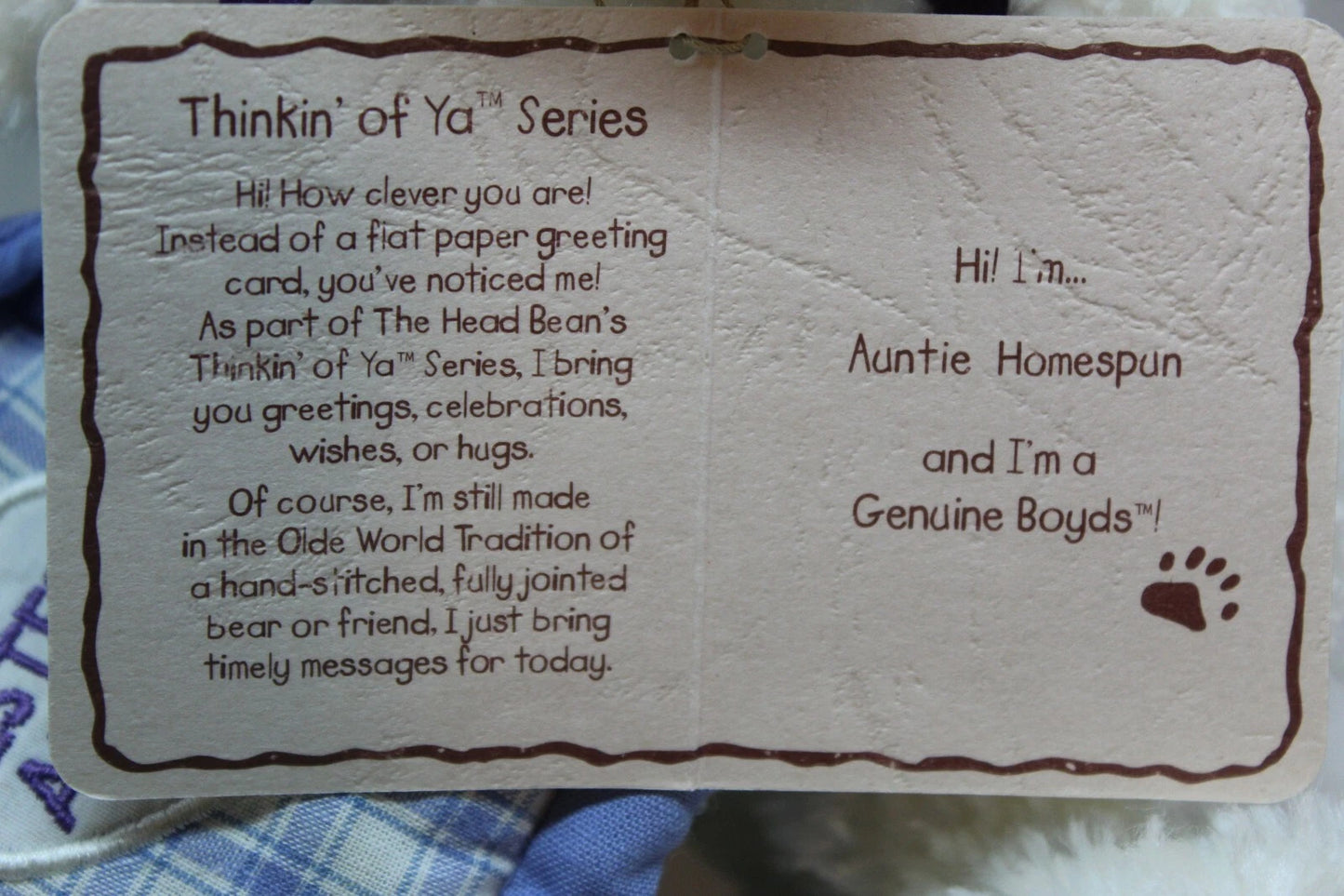 Boyds Bear Plush Auntie Quilt "Bestest Aunt" 903092 image 1
