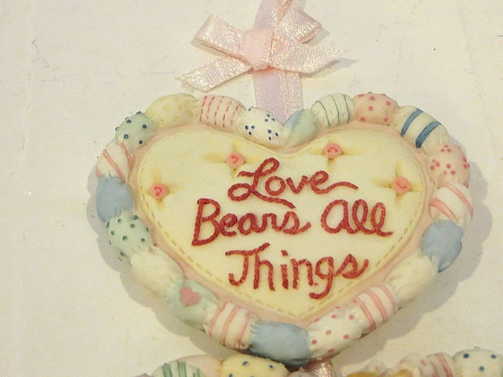 Cherished Teddies Love Bears All Things Hanging Wall Plaque Double Heart 203211 image 1
