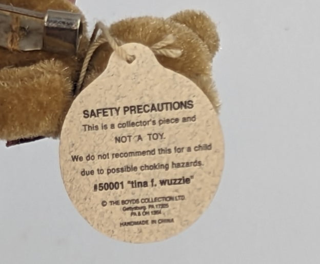 Boyds Pin Bearwear Tina F. WUZZIE Tan Fabric Pin  50001. image 1