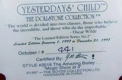 Boyds Dollstone The Amazing Bailey Magic Show at 4 #3518 image 1