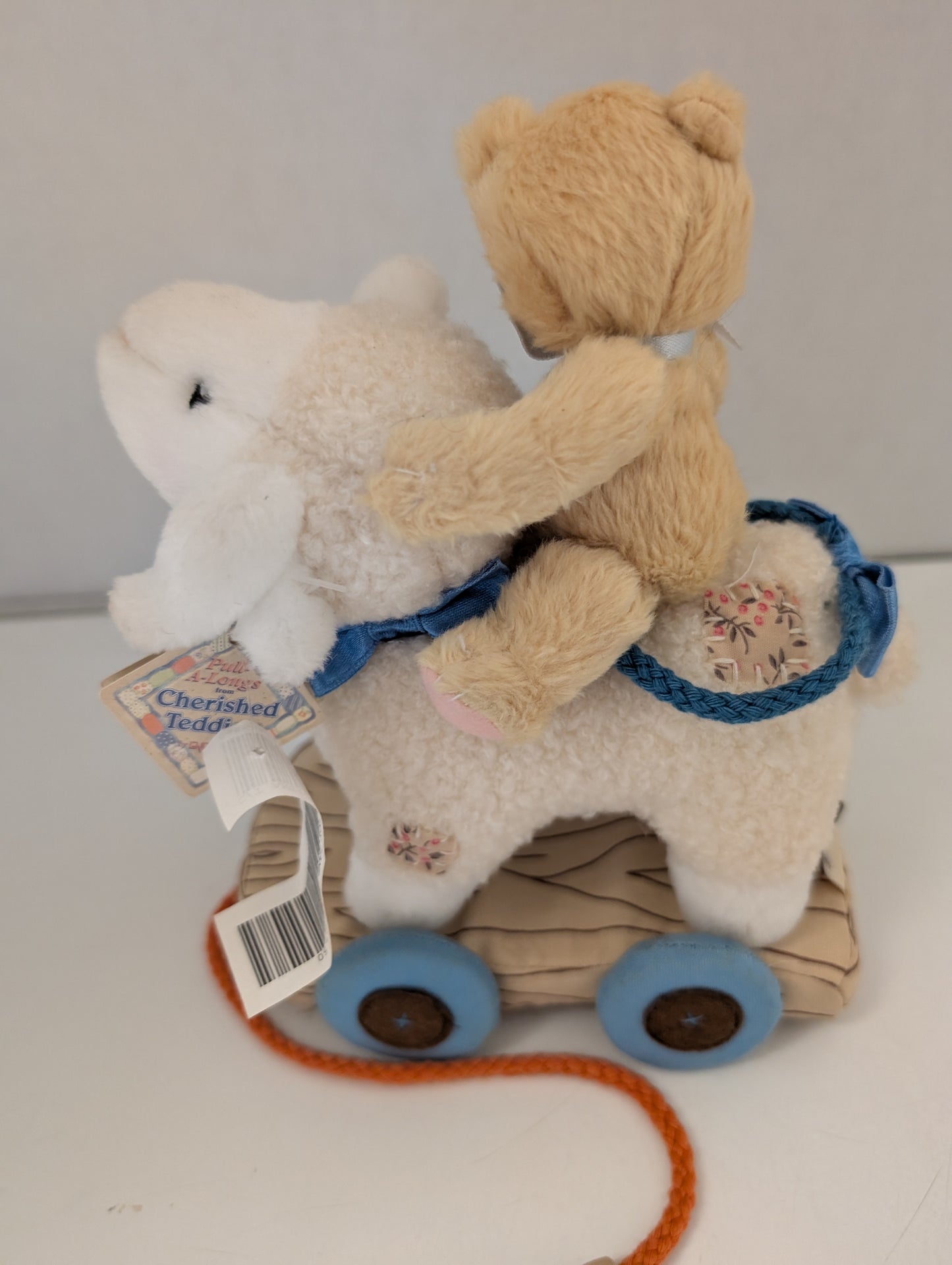 Cherished Teddies Bear Antique Toy Lamb plush pull a log 742740 image 3