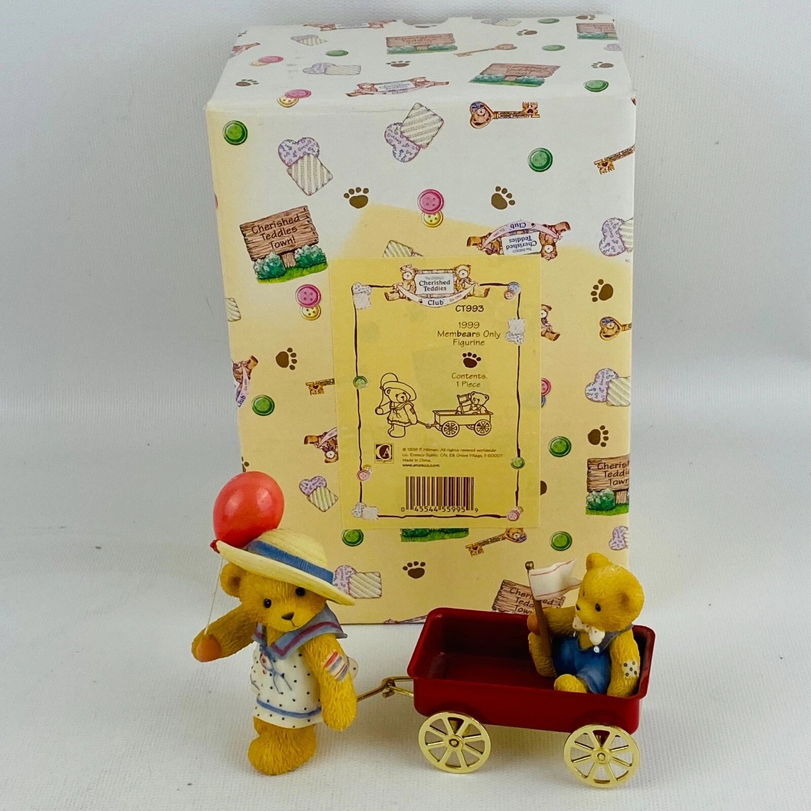 Cherished Teddies Letty Figurine CT993 Red Wagon 1999 Membears Only image 3