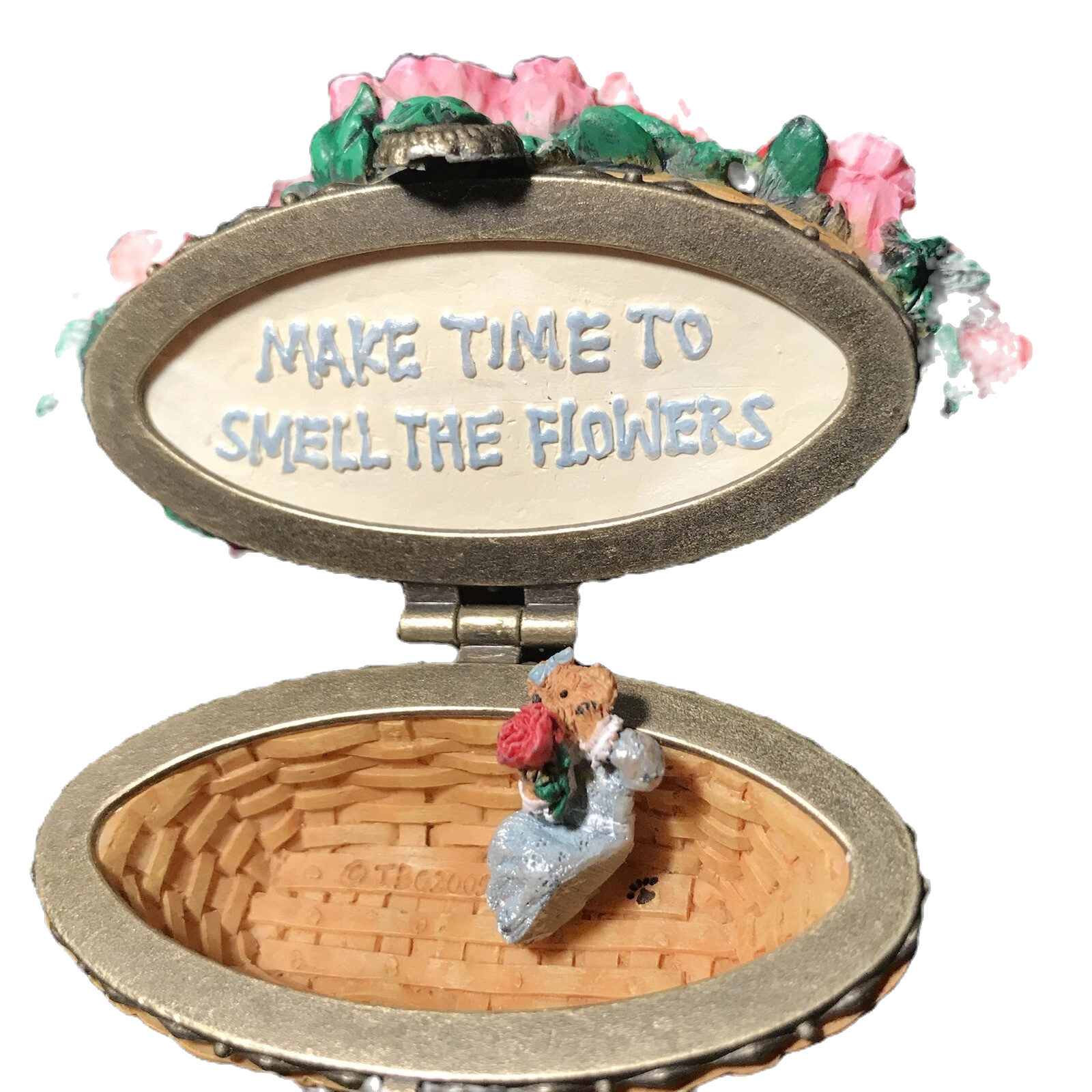 Boyds Treasure Box Collectors Club May Series Mini Peony Basket w.Petal image 1