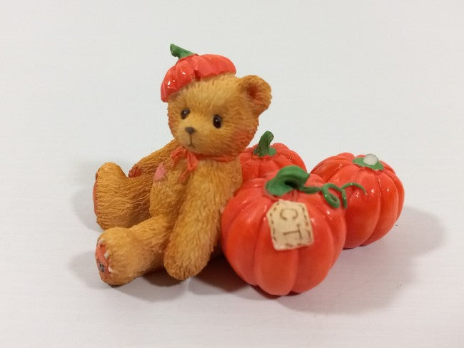 Cherished Teddies 1996 Mini Figurine Set of 3 A Pumpkin, Cornstalk, and a�Scarec image 8