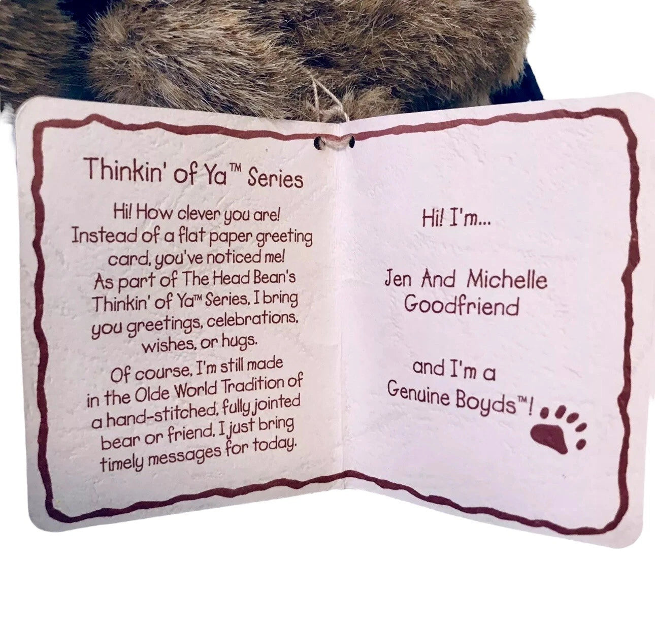 Boyds Bear Plush Jen and Michelle Goodfriend #903079 Scrapbook image 2
