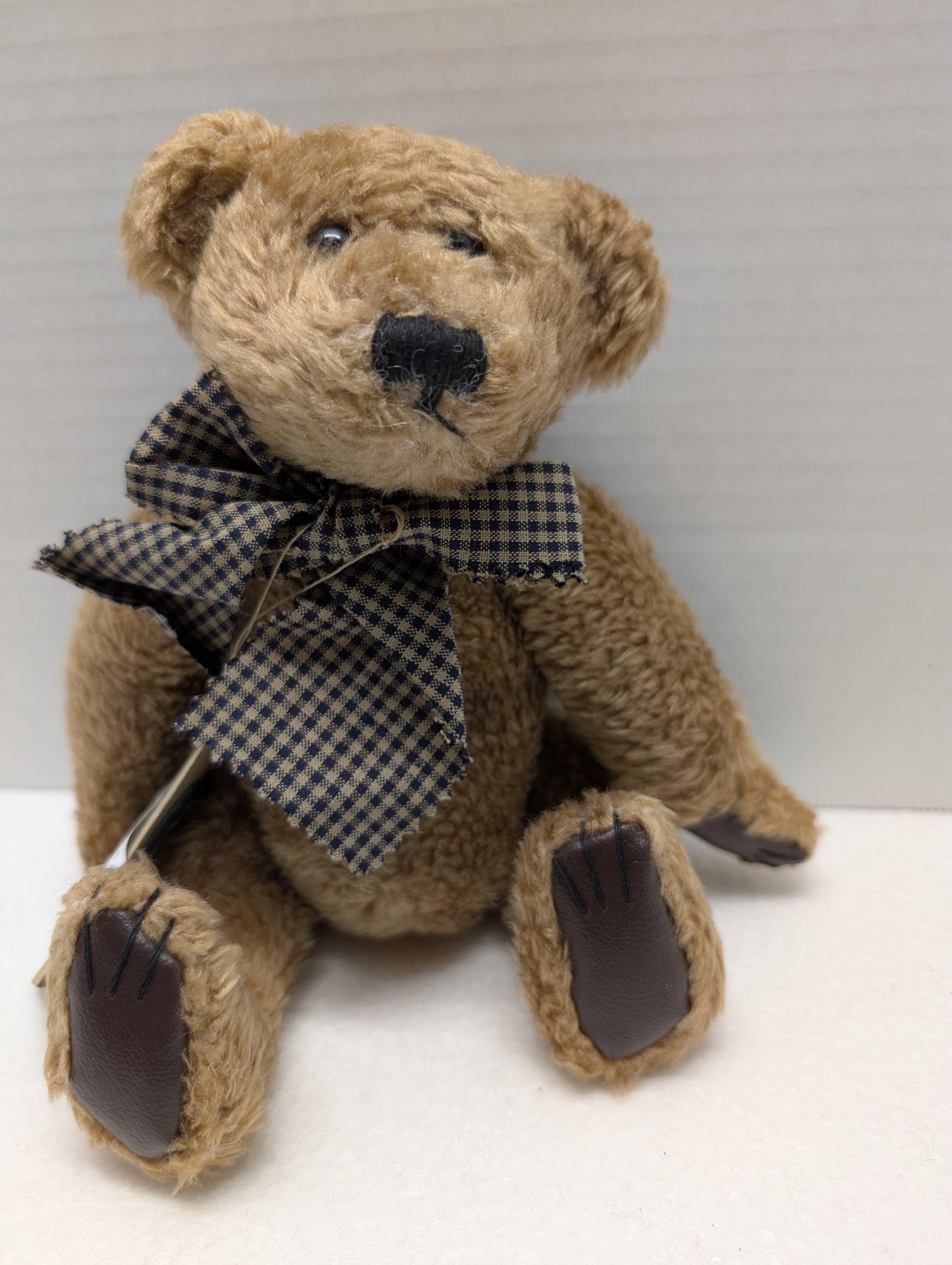 Boyds Bear Plush  Barnaby with leather like paw pads plaid rib 1994  5150-03 image 1