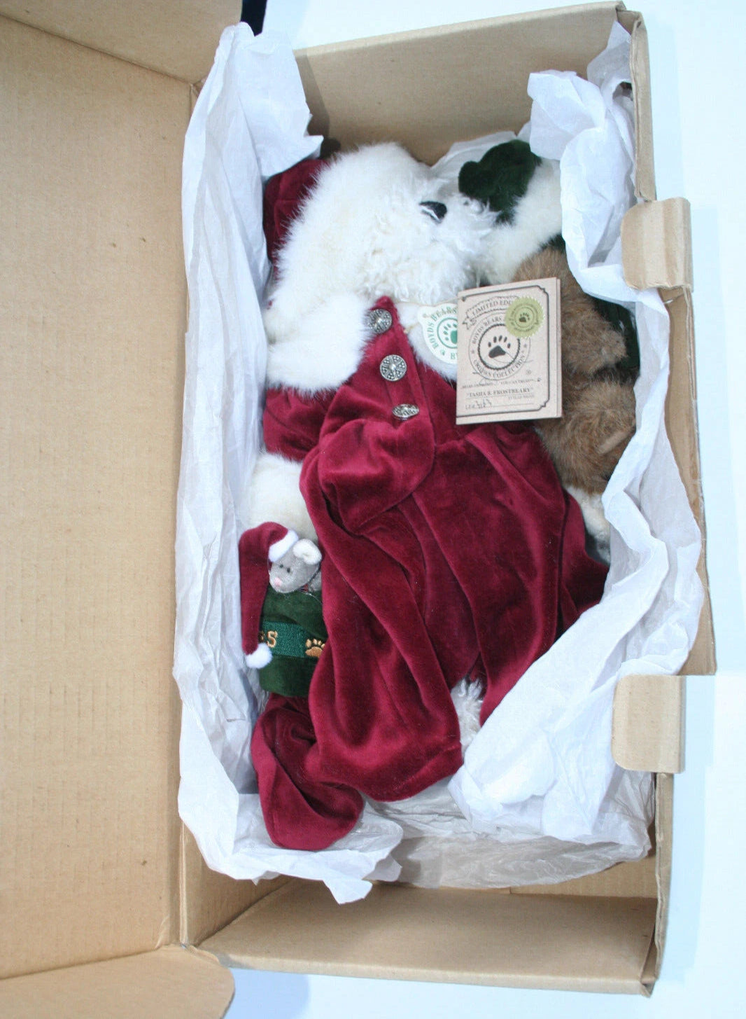 Boyds Mohair Tasha B Frostbeary 14" 900205  w. stocking and little bear image 8