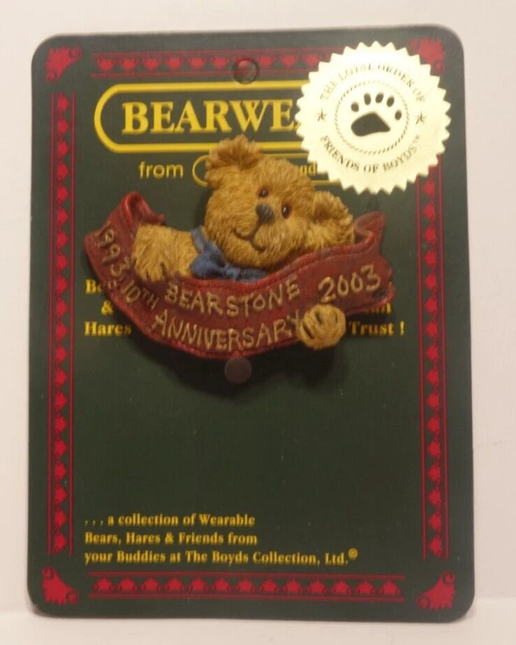 Boyds Pin Bearwear Pin BearStone 10th Anniversary  2003-72 image 0