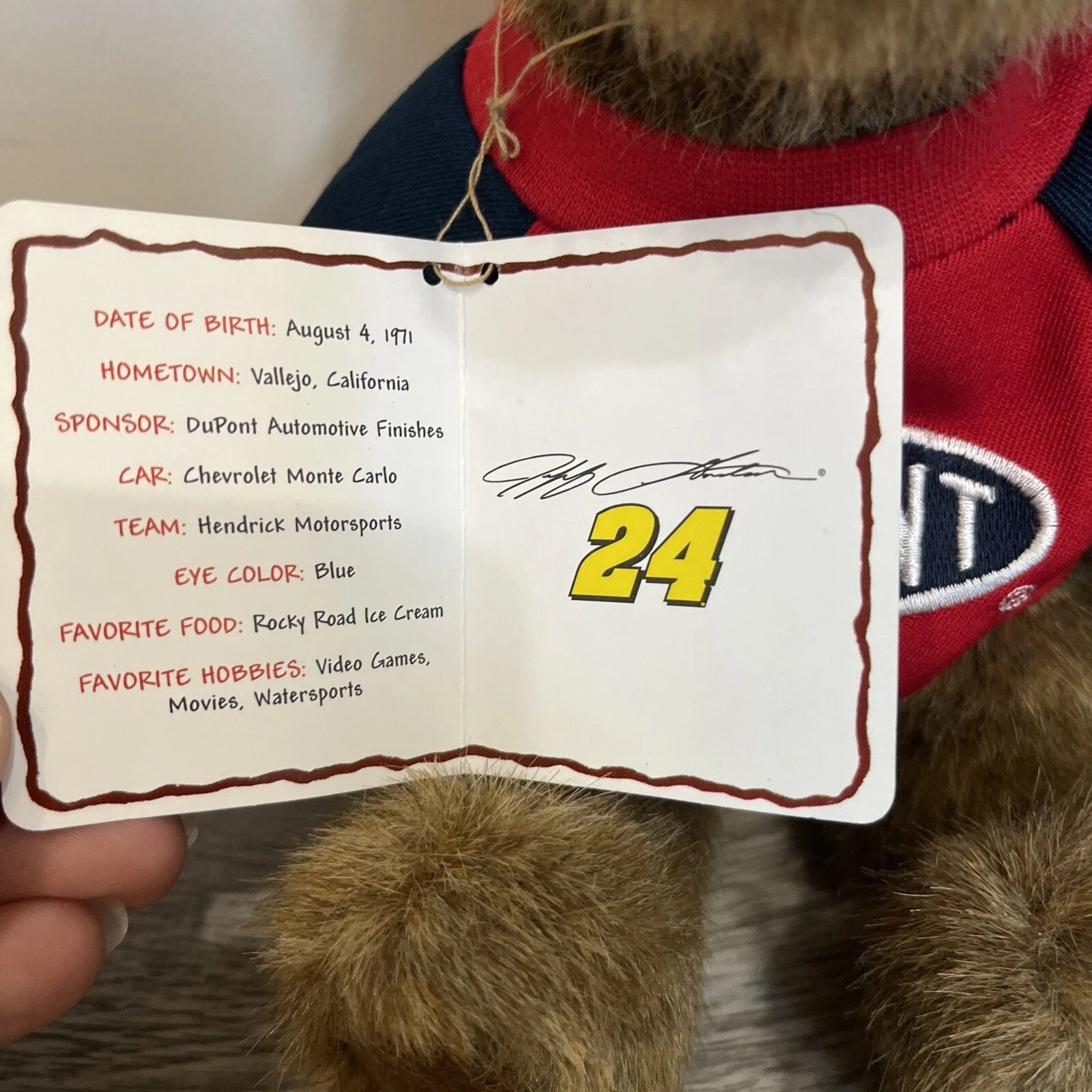 Boyds Bear Plush  Jeff Gordon #24 sweatshirt & cap  919402 image 5