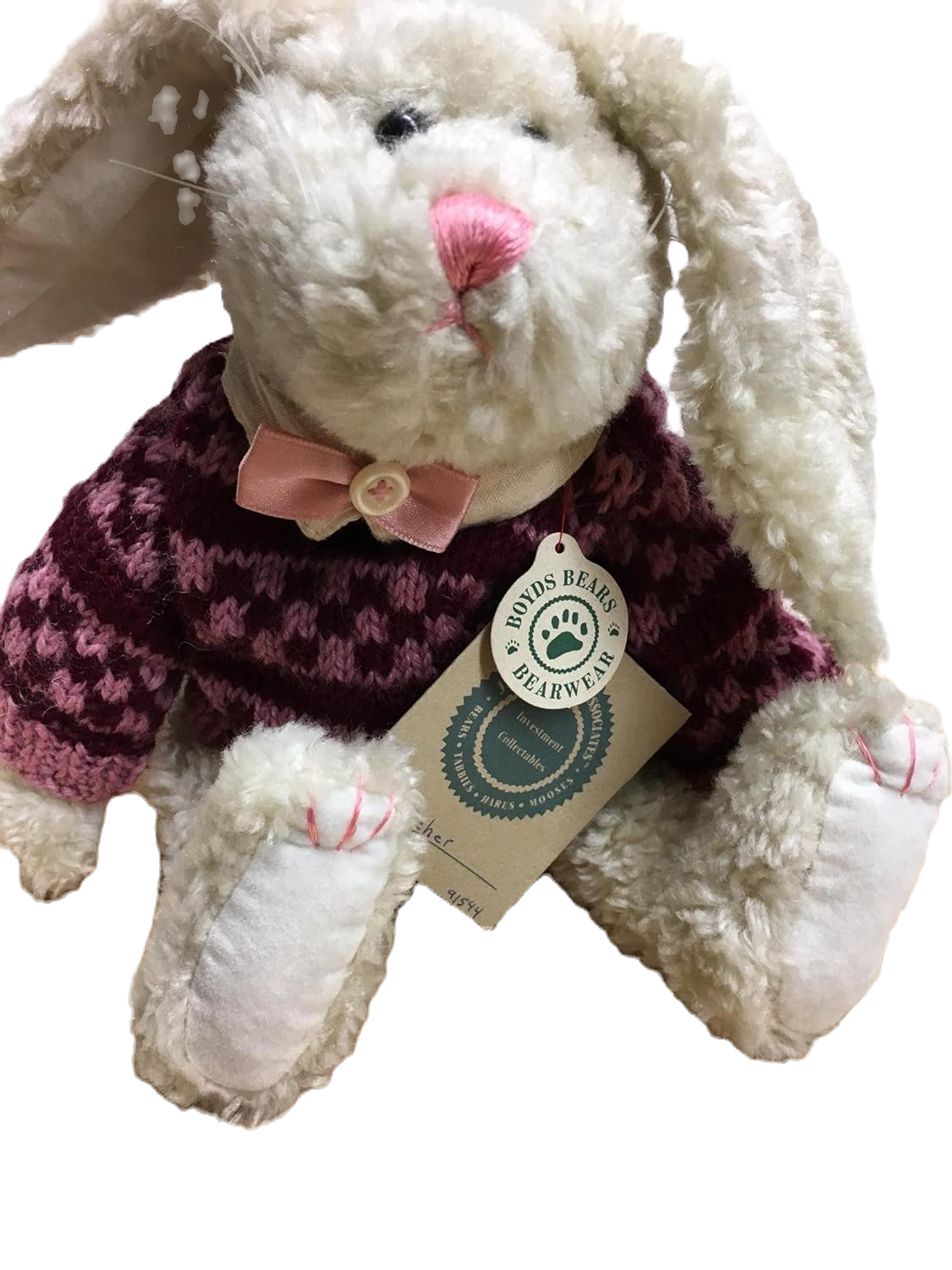 Boyds Hare Archer w. pink & red Knit sweater 11" 91544 image 0