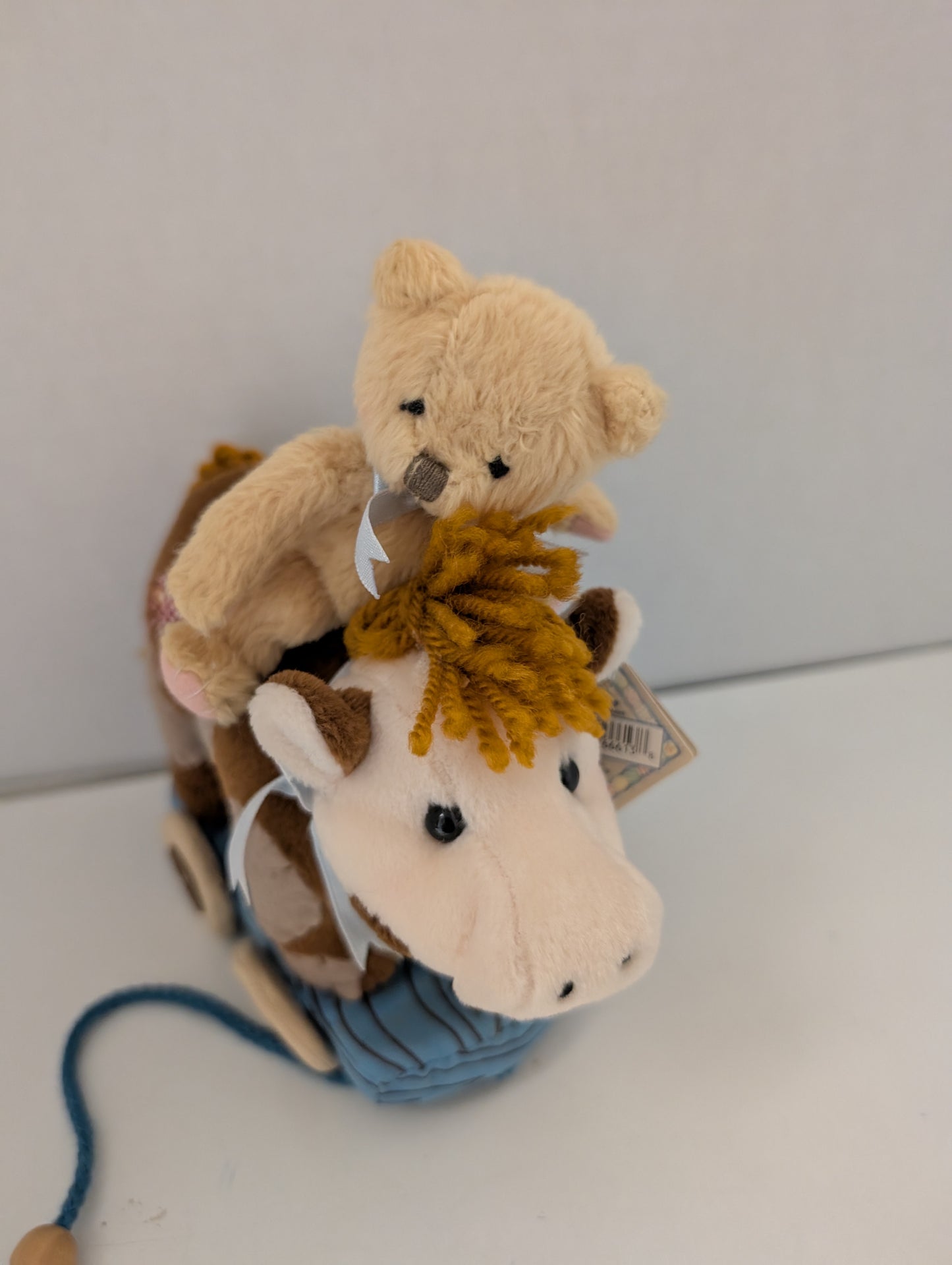 Cherished Teddies Bear Antique Toy Cow plush pull a log 662259 image 2