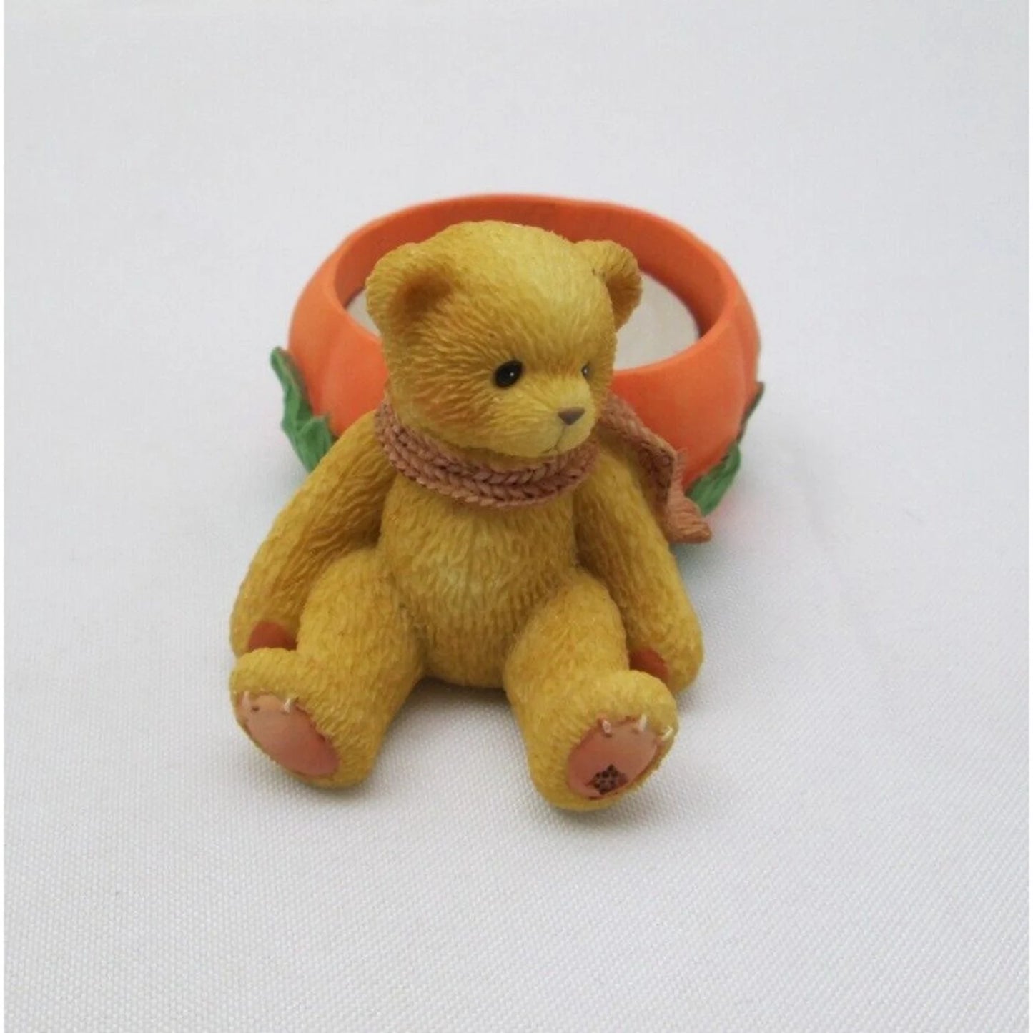 Cherished Teddies Bear Figurine 1998 Pumpkin Tealight Holder # 470333 image 3