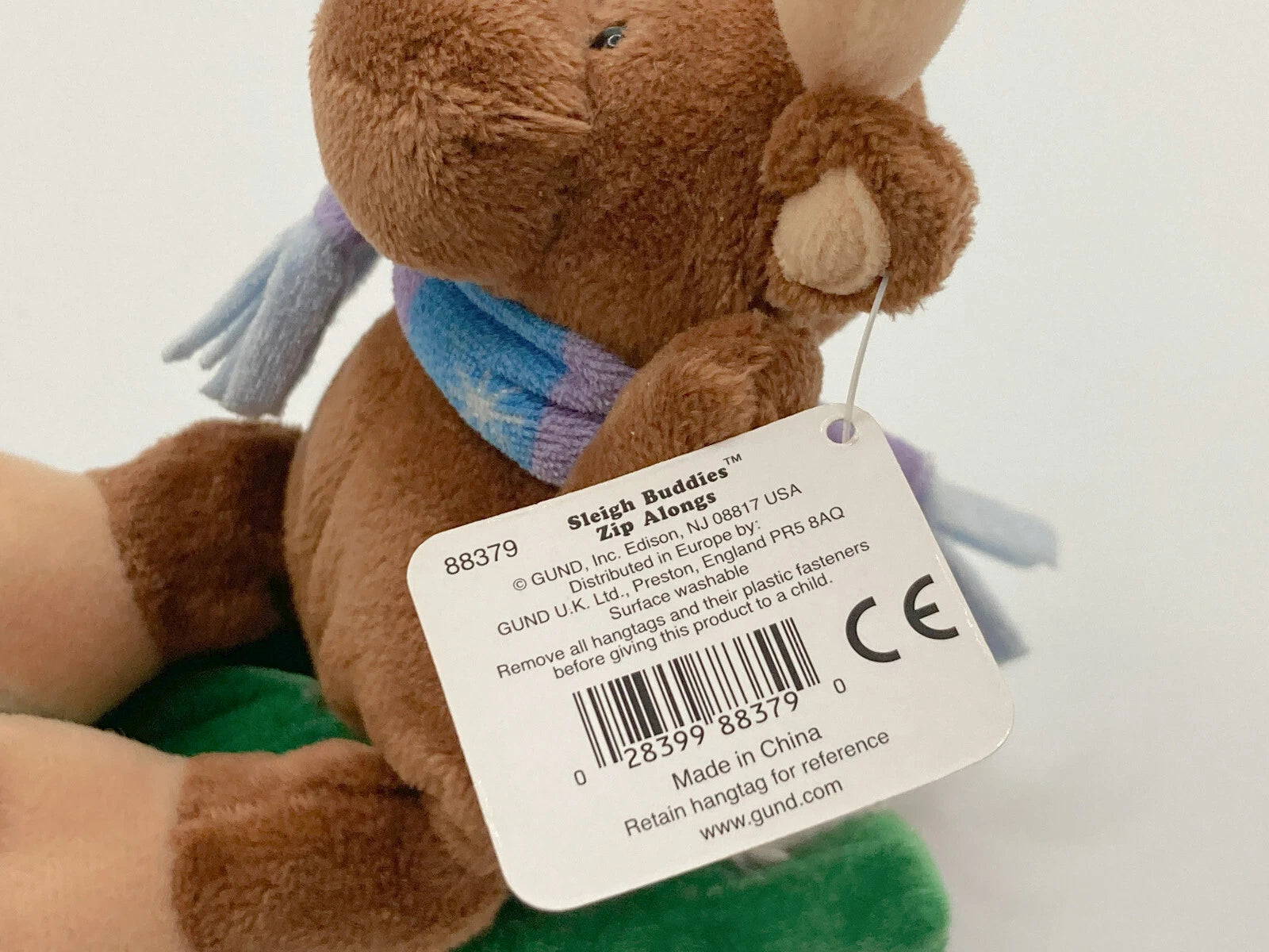 Gund Christmas Plush Sleigh Buddies Moose Zip Along on Sled 88379 image 1