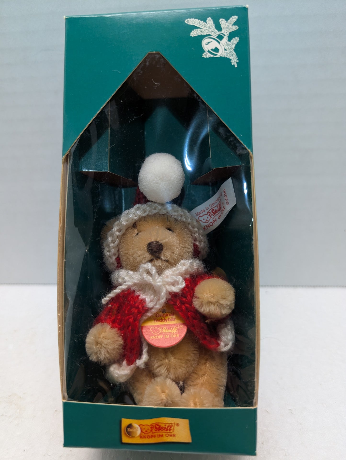 Steiff 1996 Christmas Tree Bear Red knit sweater & hat 655296 LE5000 10cm image 1