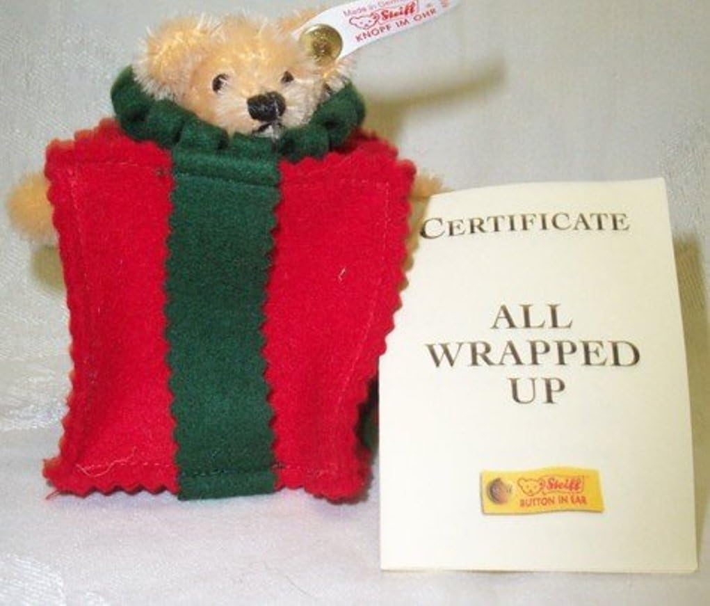 Steiff All Wrapped Up 1999 Bear Christmas Ornament Mohair 665882 image 1