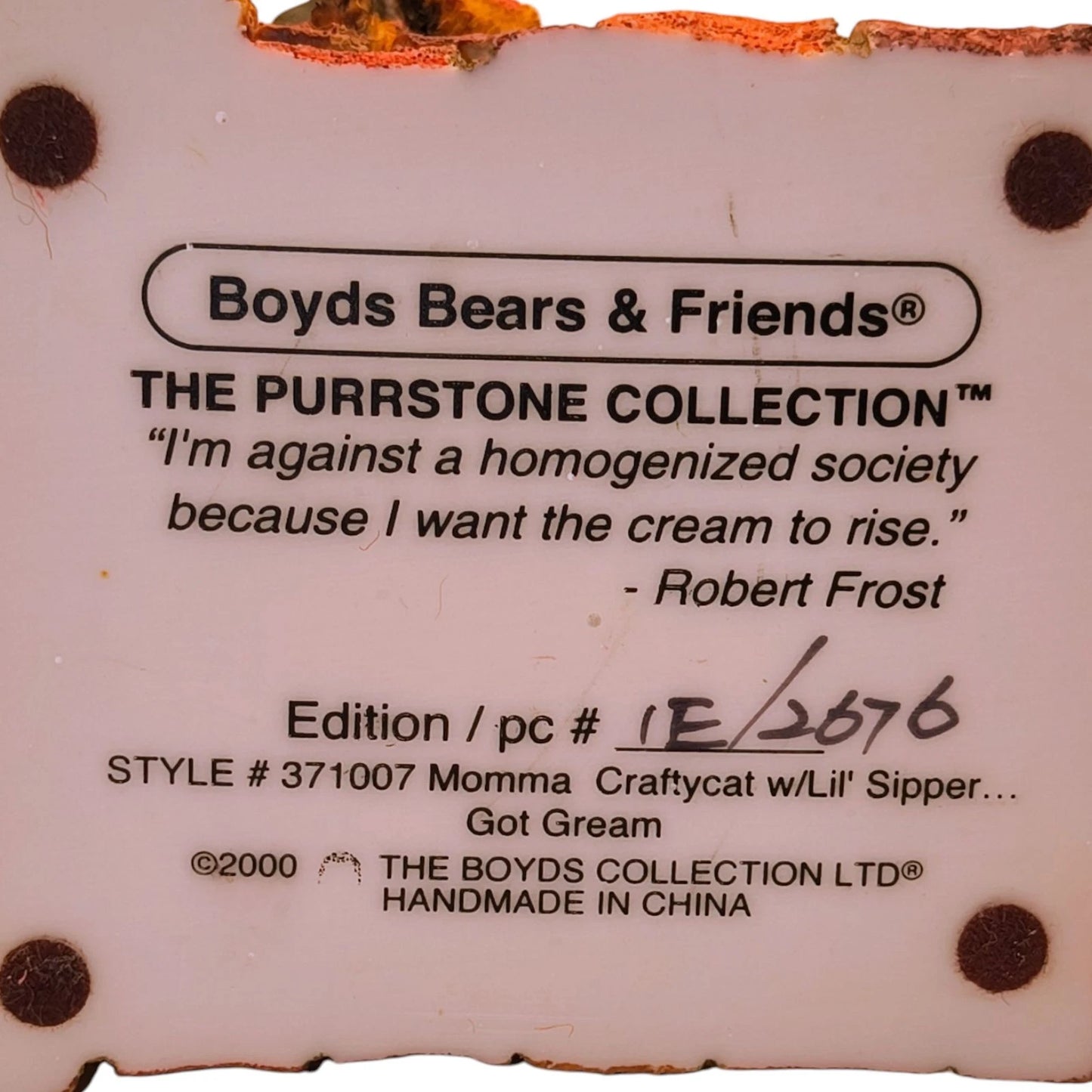 Boyds Purrstone Momma Craftycat with Lil' SlipperGot Cream? Retired 371007 image 5