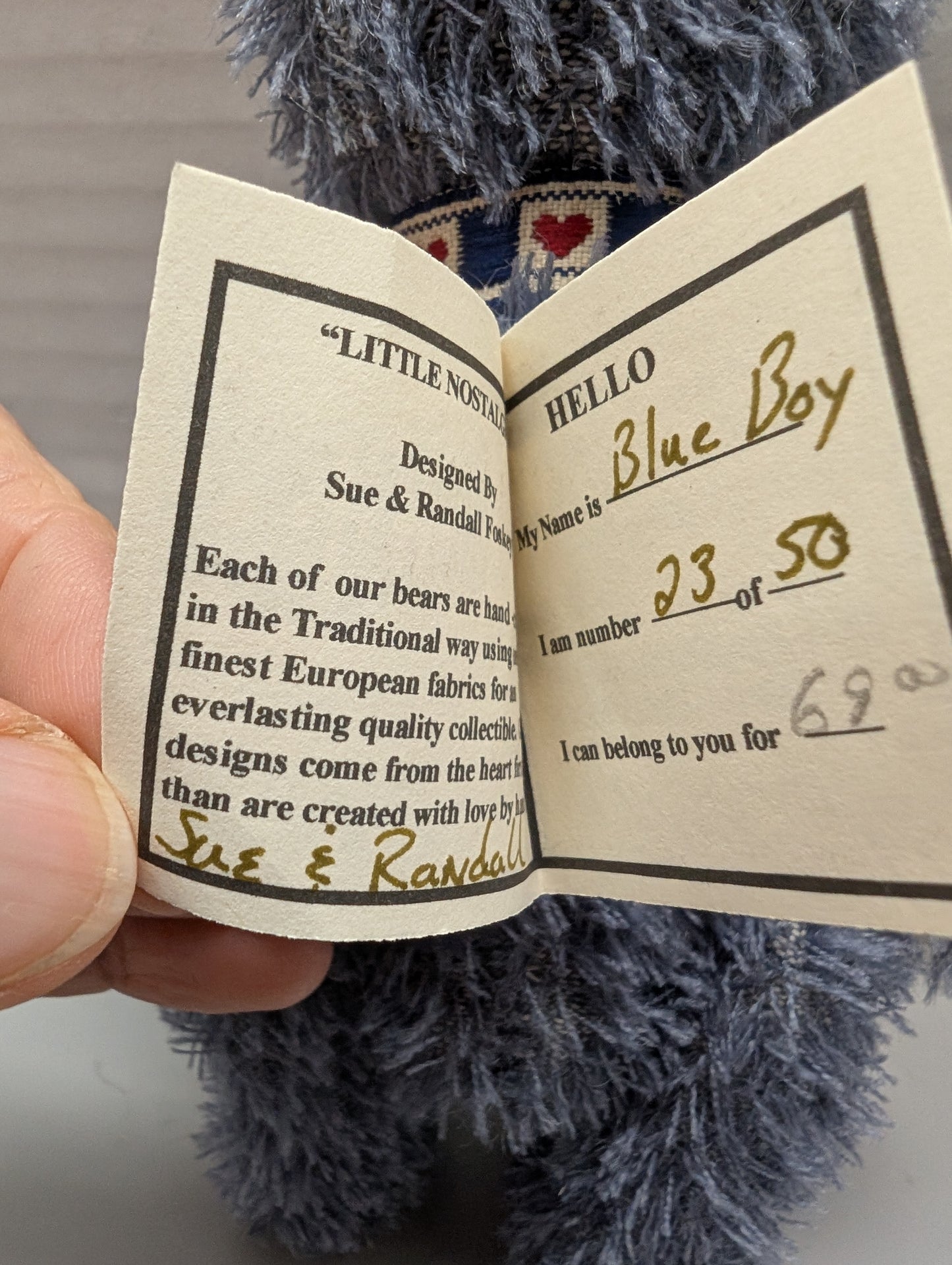 Artist Nostalgic Bear Blue Boy 7" by Sue and Randall Foskey image 2