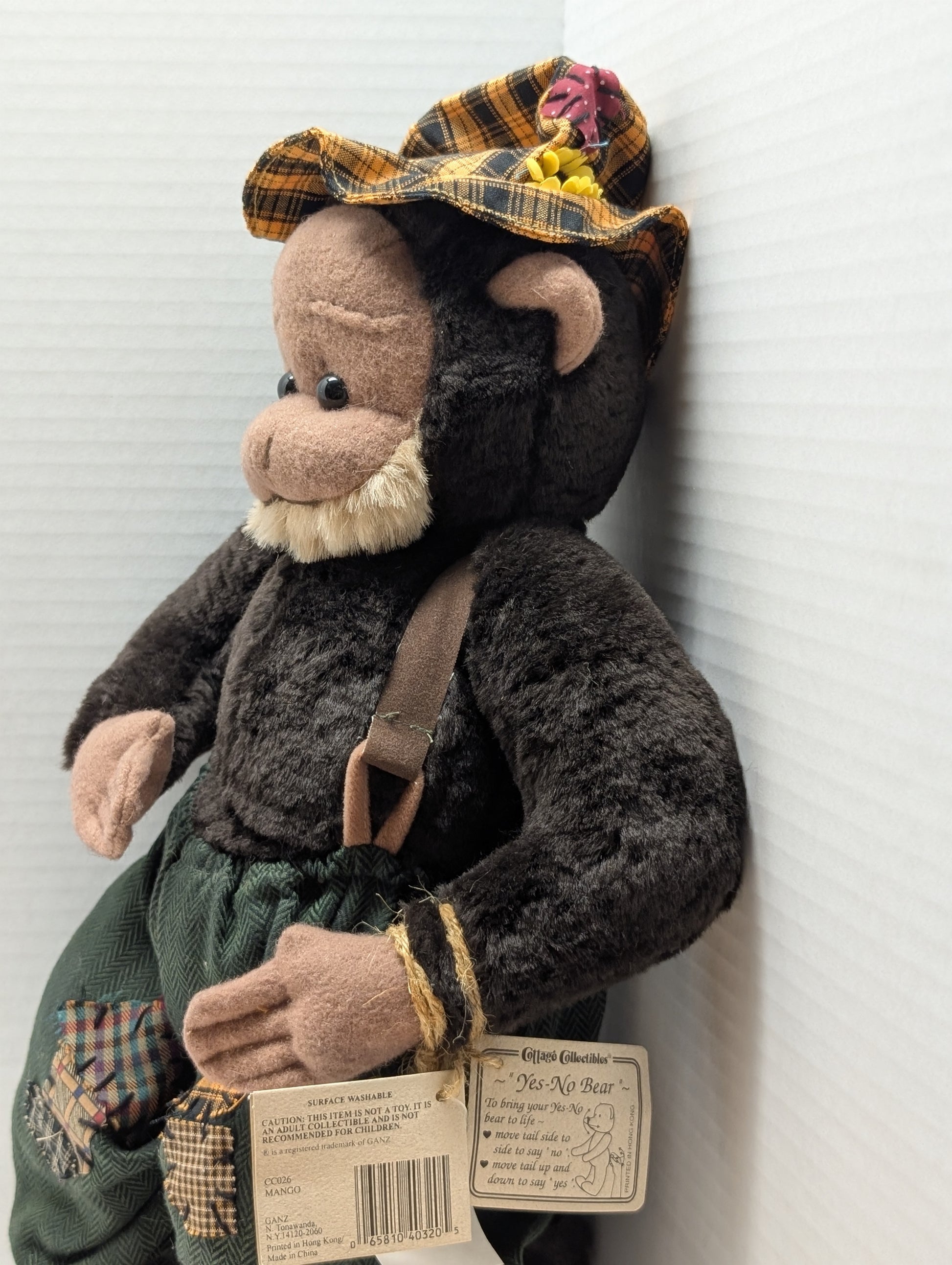Ganz Cottage Collectibles Mango Monkey Yes/No tail mechanism. 17" CC0026 image 3