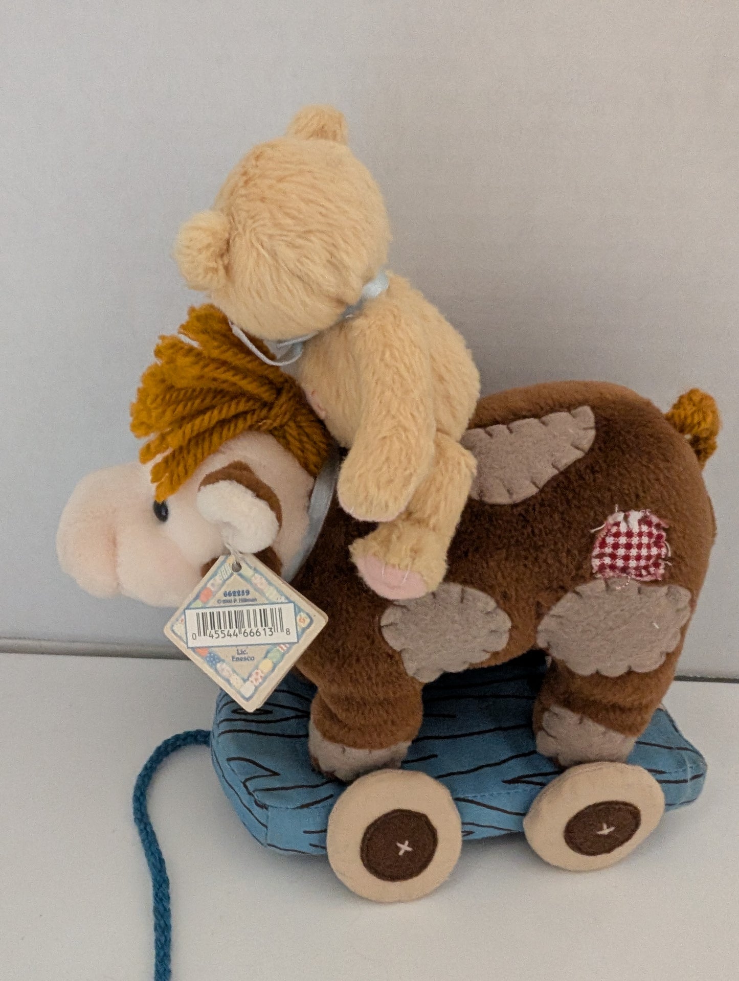 Cherished Teddies Bear Antique Toy Cow plush pull a log 662259 image 4