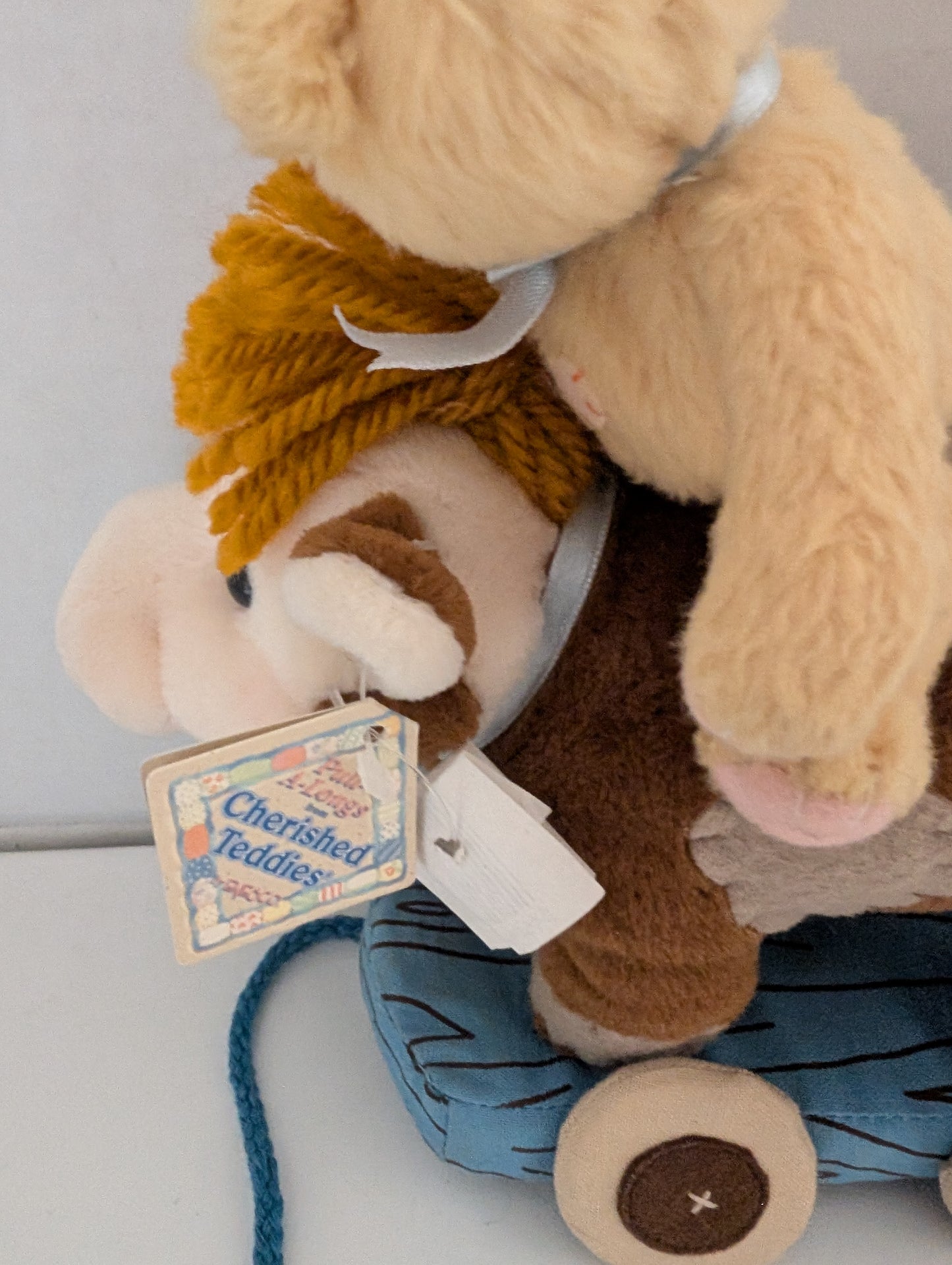Cherished Teddies Bear Antique Toy Cow plush pull a log 662259 image 3