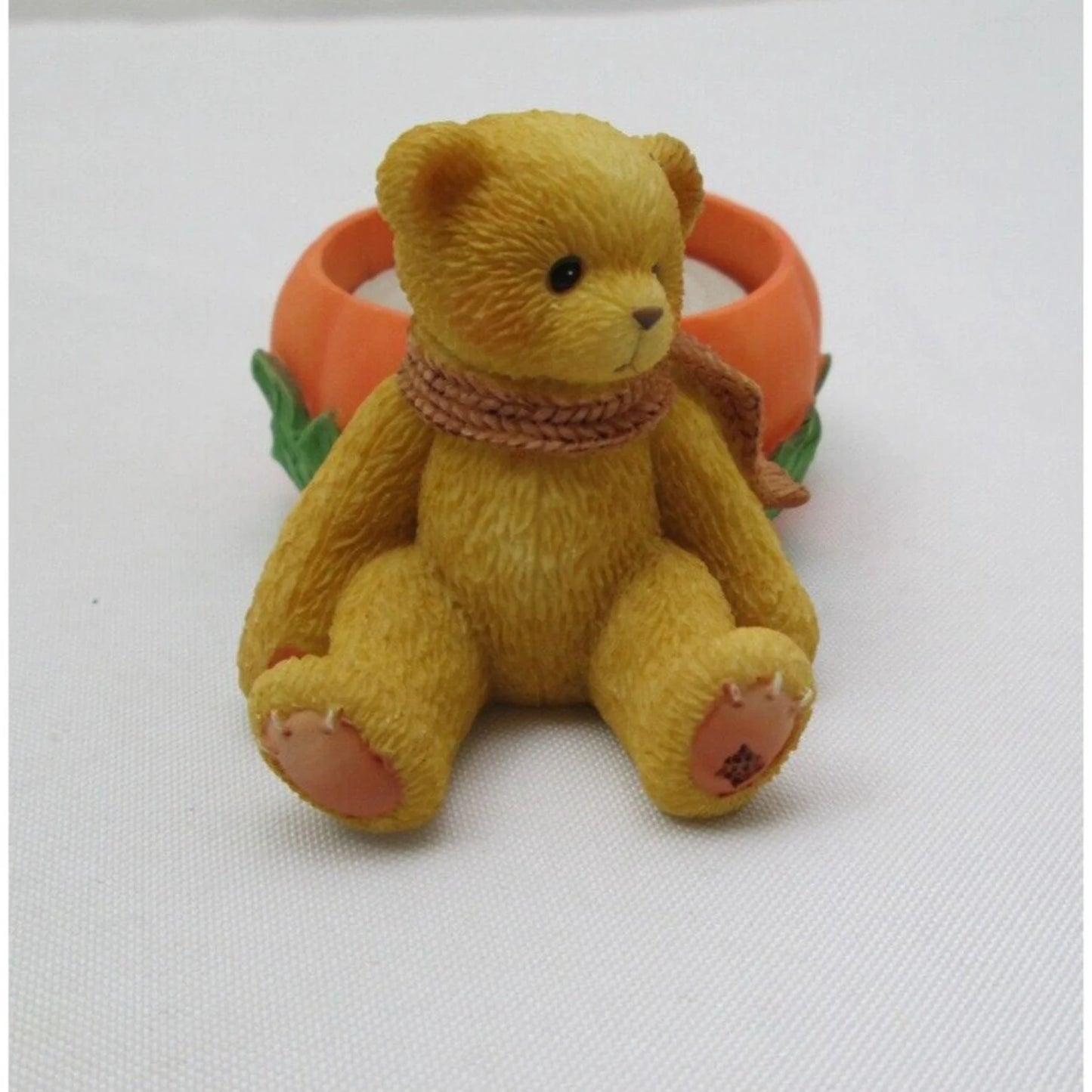Cherished Teddies Bear Figurine 1998 Pumpkin Tealight Holder # 470333 image 0