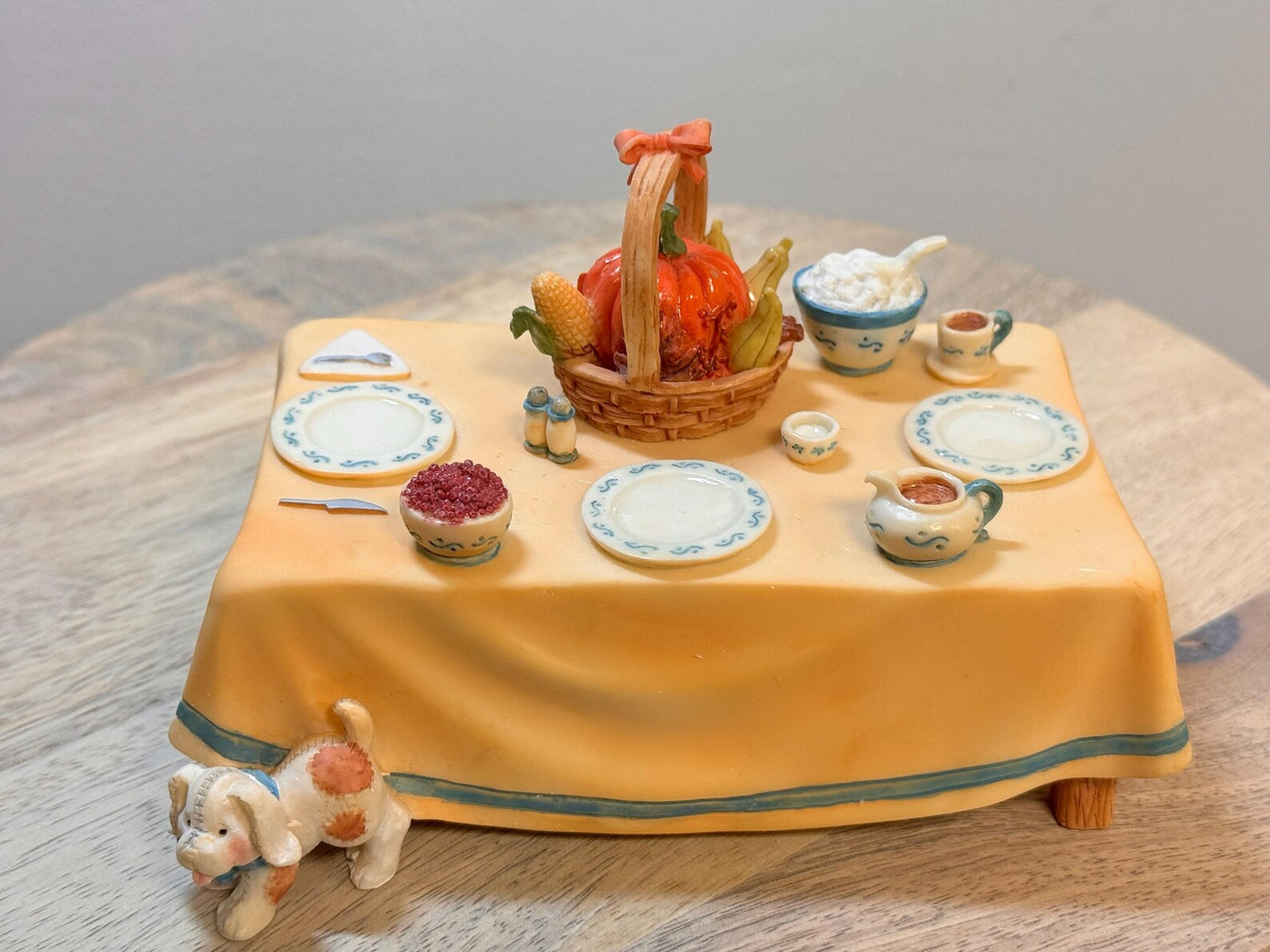Cherished Teddies Thanksgiving Table Figurine With Dog # 141542. image 6
