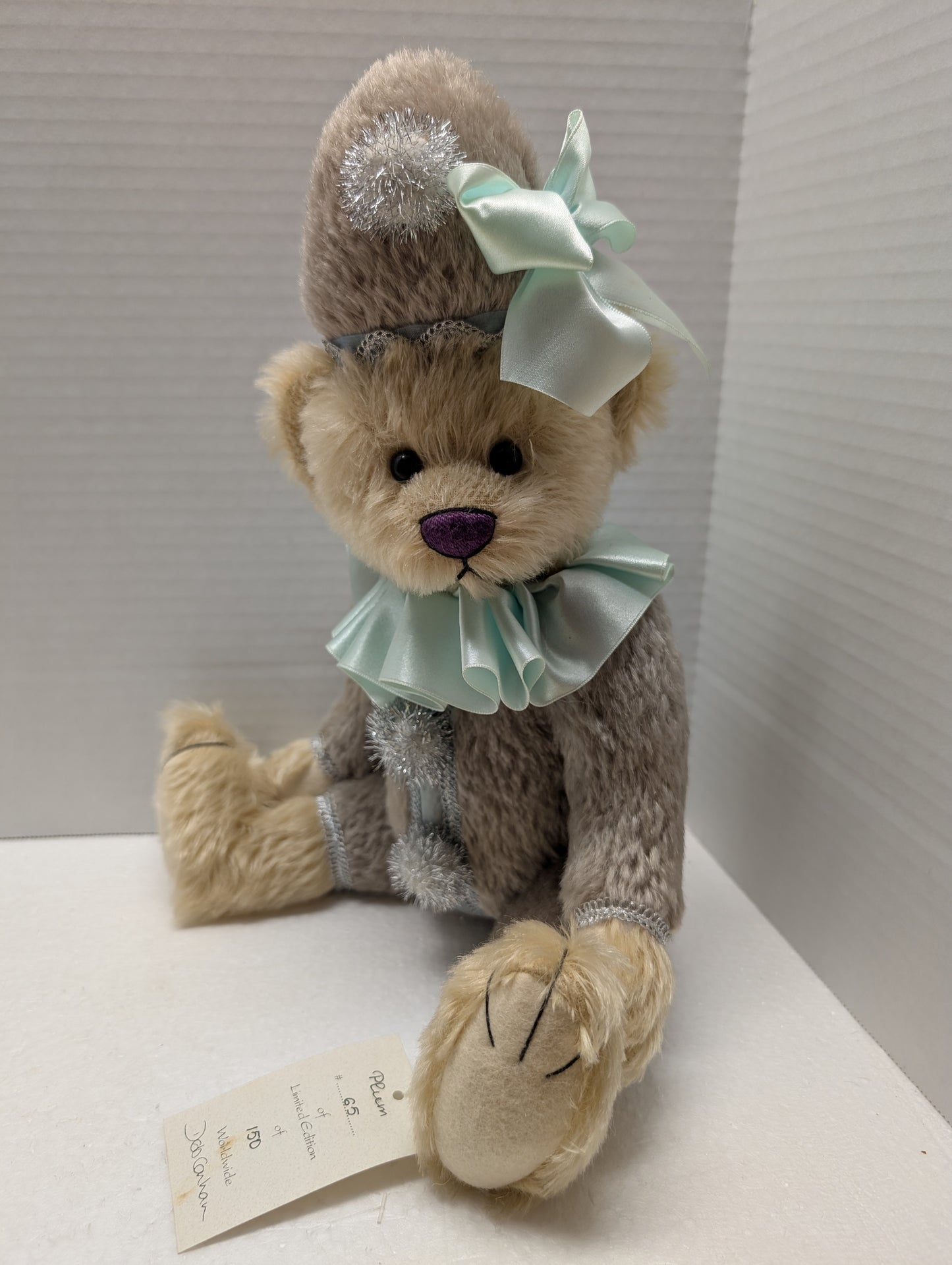 Deb Canham Plum Bear #65/150 17" with hat. image 1