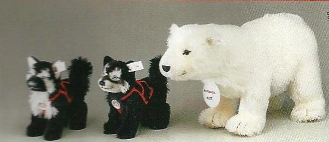 Steiff Mohair 1999 Limited Edition Husky Set & Polar Bear Fulda Tyres  038632 image 1