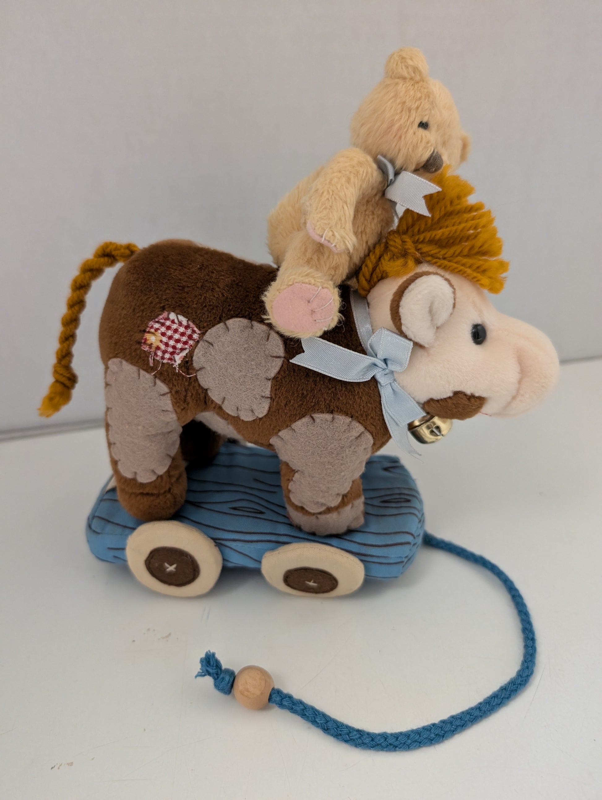 Cherished Teddies Bear Antique Toy Cow plush pull a log 662259 image 0