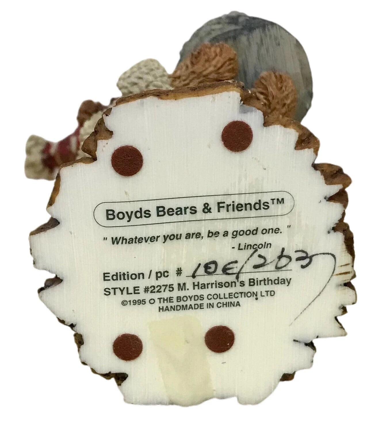 Boyds Bear Resin M Harrison's Birthday 2275 image 1