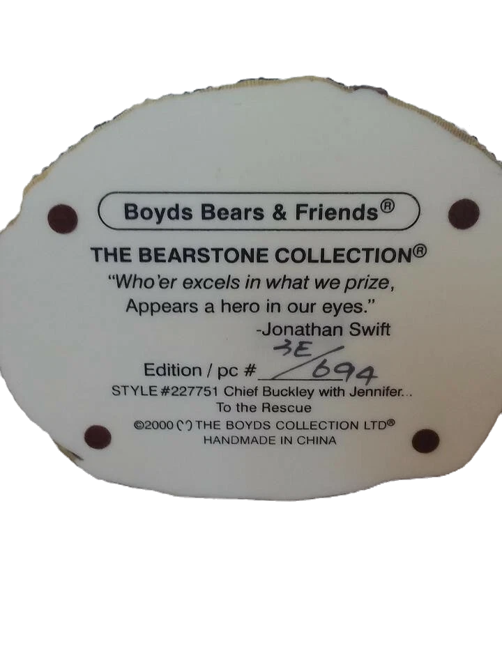 Boyds Bear Resin Chief Buckley with Jennifer To the Rescue #227751 image 2