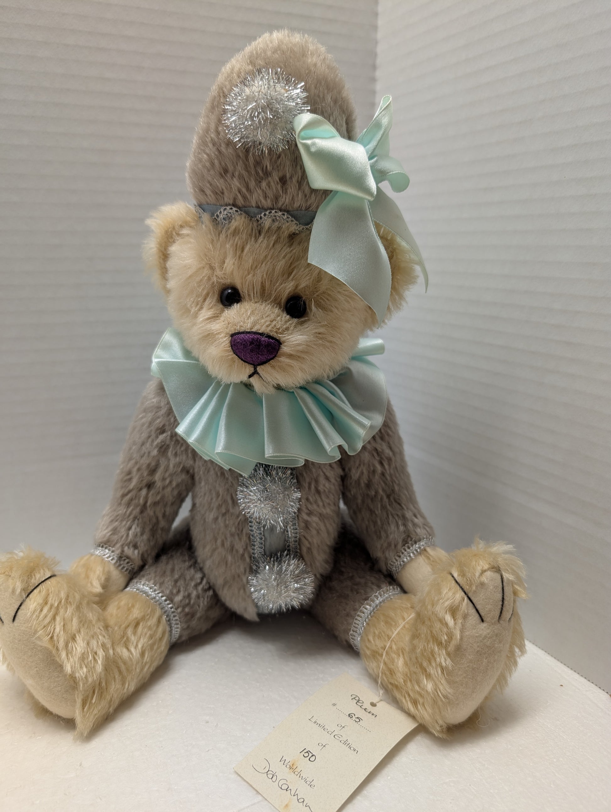 Deb Canham Plum Bear #65/150 17" with hat. image 0