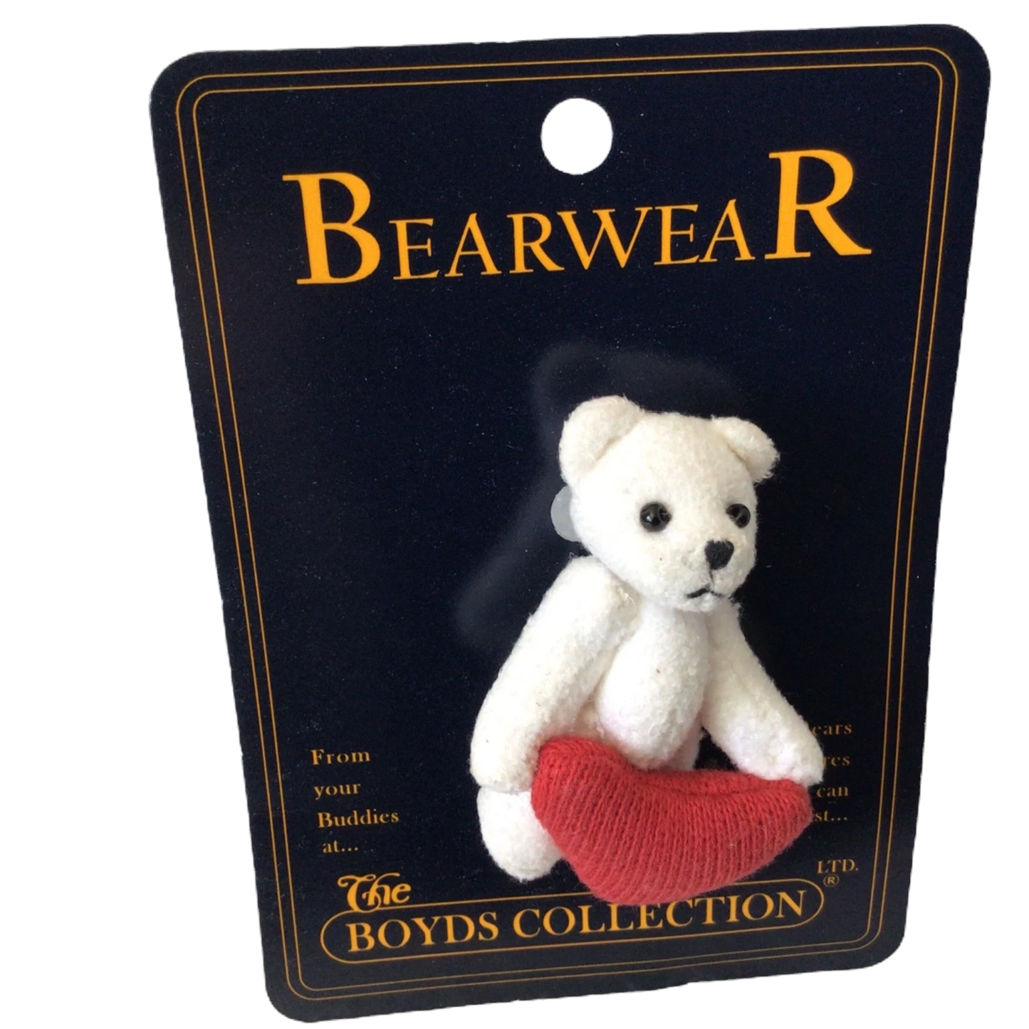 Boyds Pin Bearwear Valentine Bear with Heart Fabric  Pin image 1