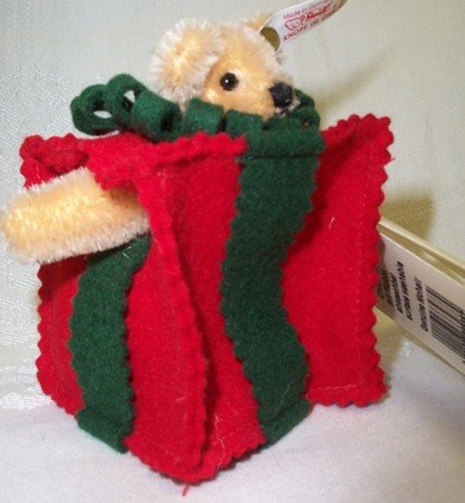Steiff All Wrapped Up 1999 Bear Christmas Ornament Mohair 665882 image 6