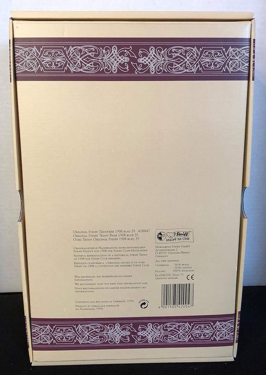 Steiff 1994 Club Edition #420047  Replica of 1908 Blue Bear image 7
