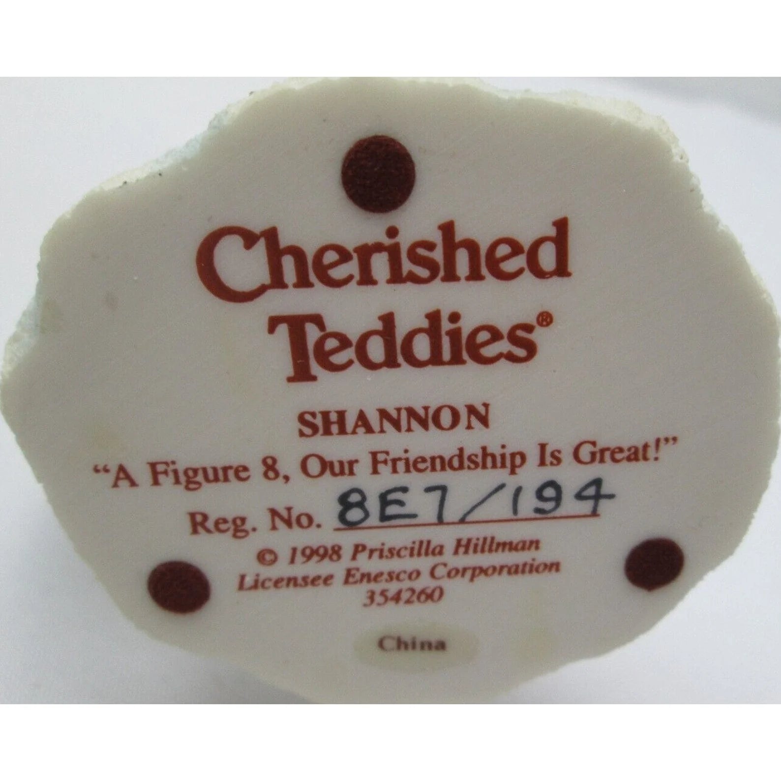 Cherished Teddies Xmas Shannon  A Figure 8, Our Friendship Is Great 354260 image 2