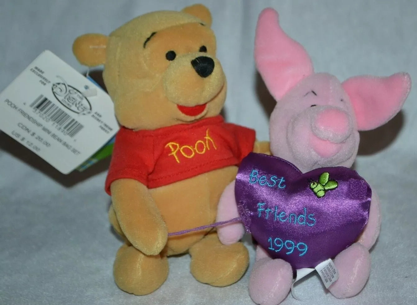 Disney Bean Bag Mini Friendship Set Pooh & Piglet Best Friends 1999 image 4