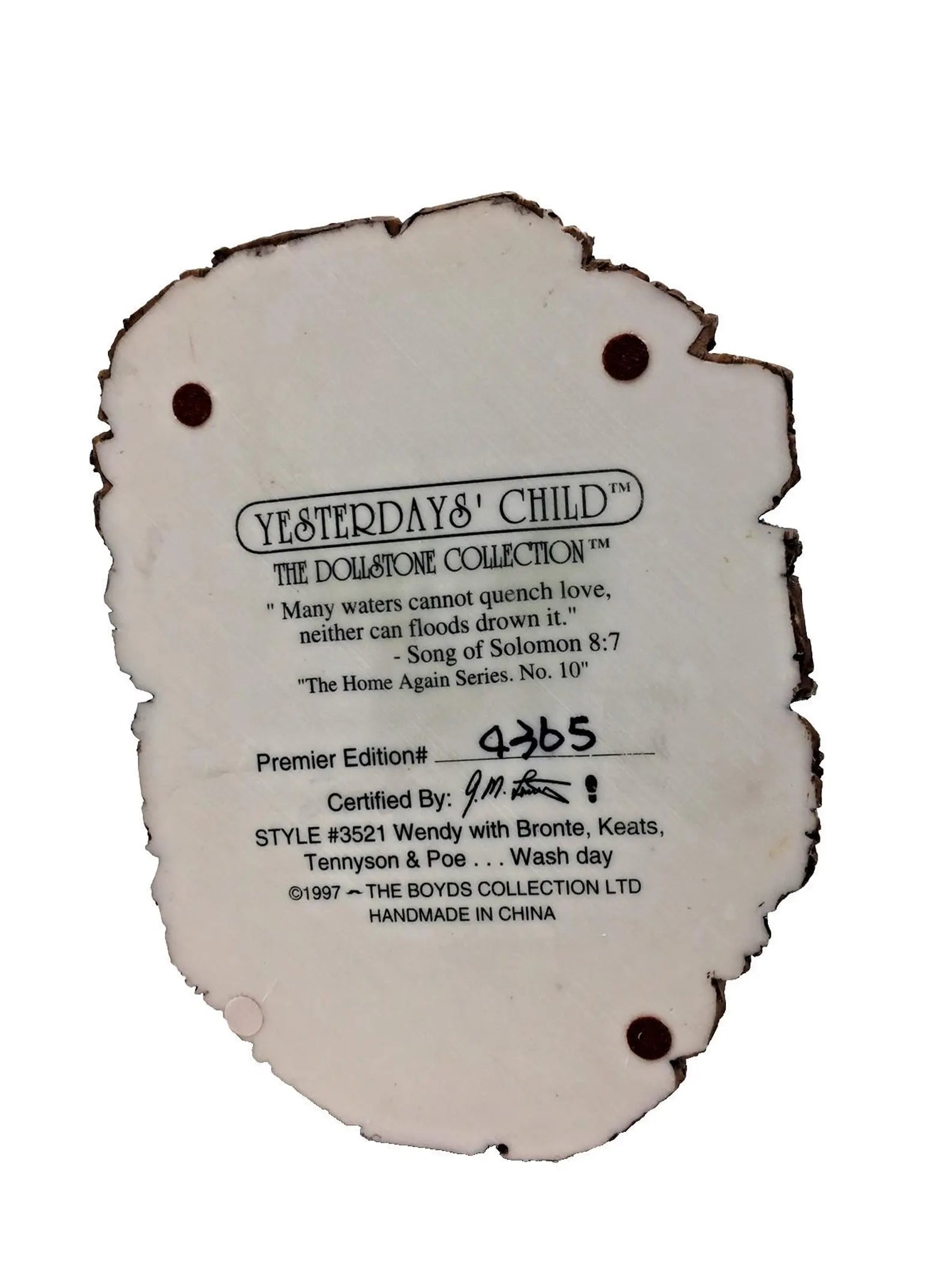Boyds Dollstone Wendy with Bronte, Keats, Tennyson, Poe Wash Day #3521 image 5