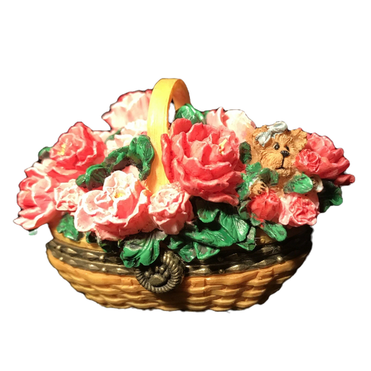Boyds Treasure Box Collectors Club May Series Mini Peony Basket w.Petal image 0