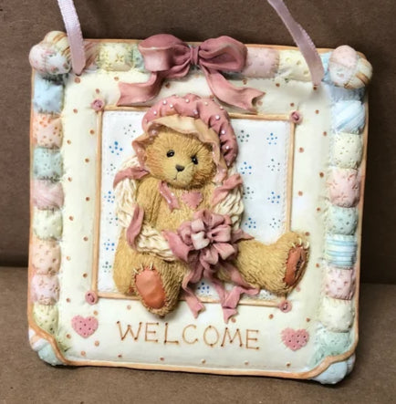 Cherished Teddies Quilt block ornament "Welcome" 627372 image 1