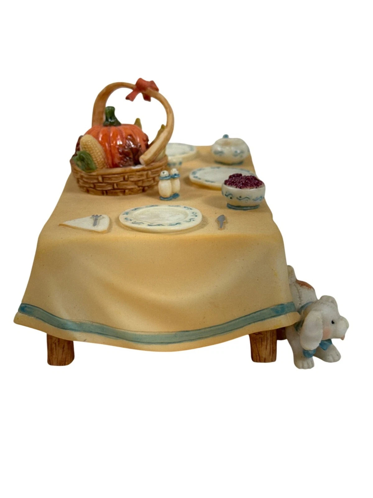 Cherished Teddies Thanksgiving Table Figurine With Dog # 141542. image 3
