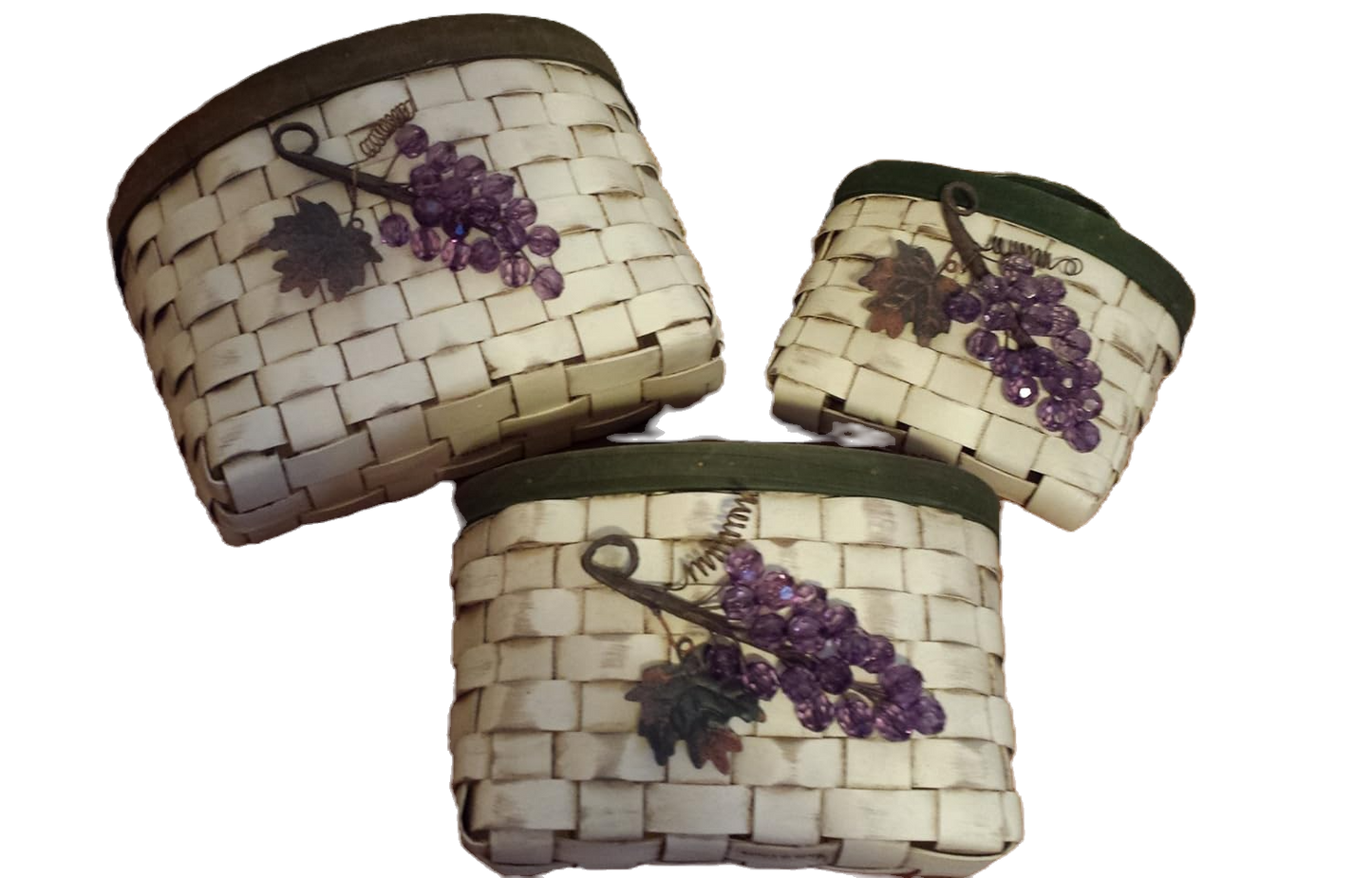 Boyds Accesories Chardnay Grape Harvest Baskets #65192 Set of 3 image 0