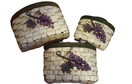 Boyds Accesories Chardnay Grape Harvest Baskets #65192 Set of 3 image 0