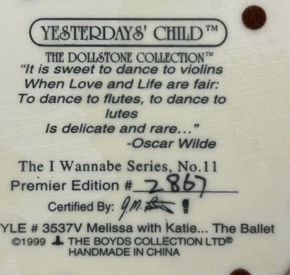 Boyds Dollstone Melissa & Katie. The Ballet, 3537 image 3