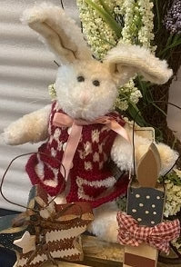 Boyds Hare Demi Red and White checked sweater dress 8" 9112 image 2