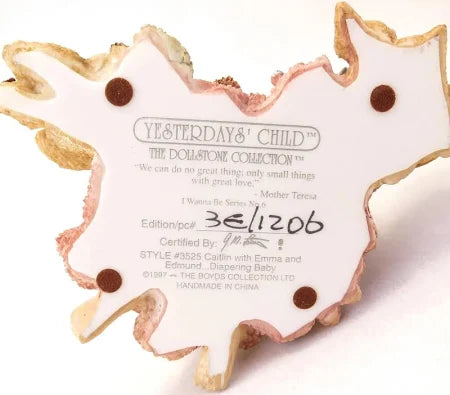 Boyds Dollstone Caitlin w Emma and Edmund.. Diapering Baby #3525 image 4